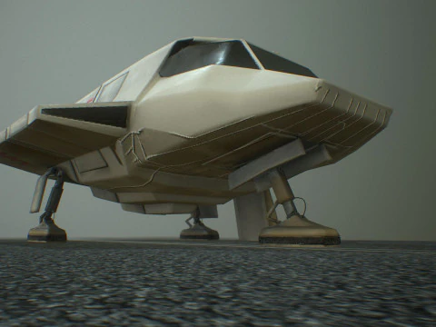 Visitors starships pack transport shuttle tanker and skyfighter Low-poly 3D Model