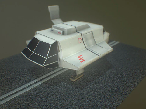 Visitors starships pack transport shuttle tanker and skyfighter Low-poly 3D Model