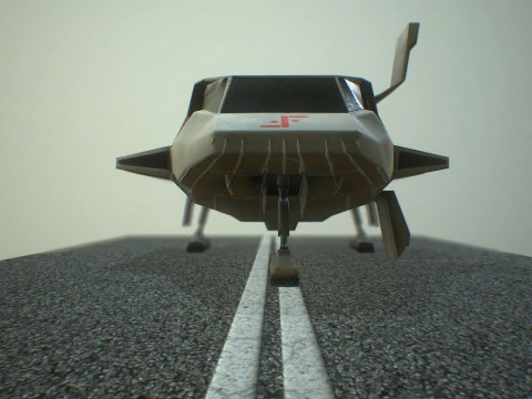 Visitors starships pack transport shuttle tanker and skyfighter Low-poly 3D Model