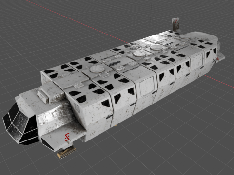 Visitors starships pack transport shuttle tanker and skyfighter Low-poly 3D Модель