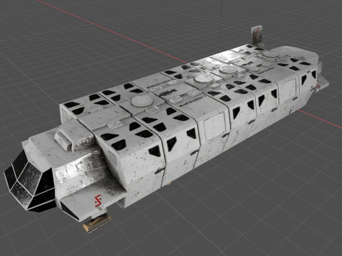 Visitors starships pack transport shuttle tanker and skyfighter Low-poly 3D Model