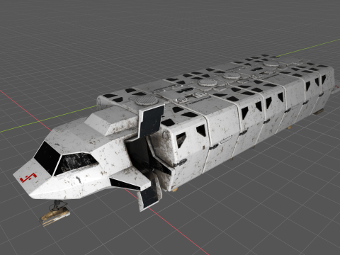 Visitors starships pack transport shuttle tanker and skyfighter Low-poly 3D Модель