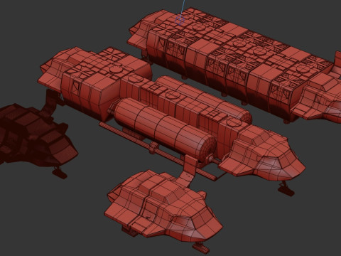 Visitors starships pack transport shuttle tanker and skyfighter Low-poly 3D Модель