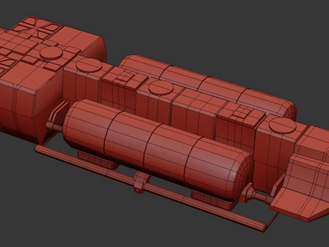 Visitors starships pack transport shuttle tanker and skyfighter Low-poly 3D Model
