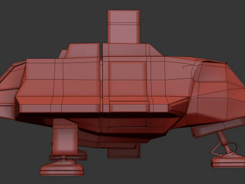 Visitors starships pack transport shuttle tanker and skyfighter Low-poly 3D Model