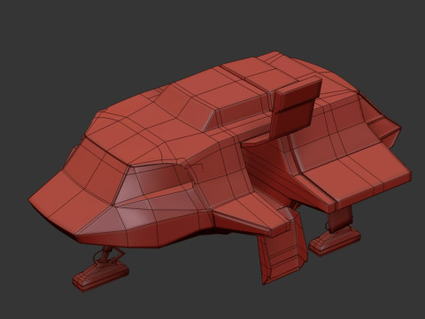 Visitors starships pack transport shuttle tanker and skyfighter Low-poly 3D Модель
