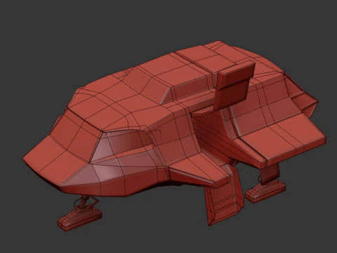 Visitors starships pack transport shuttle tanker and skyfighter Low-poly 3D Model