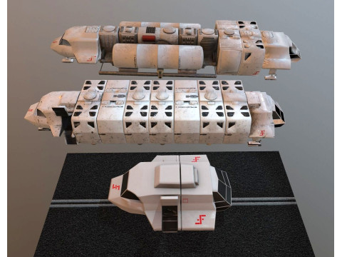 Visitors starships pack transport shuttle tanker and skyfighter Low-poly 3D Модель
