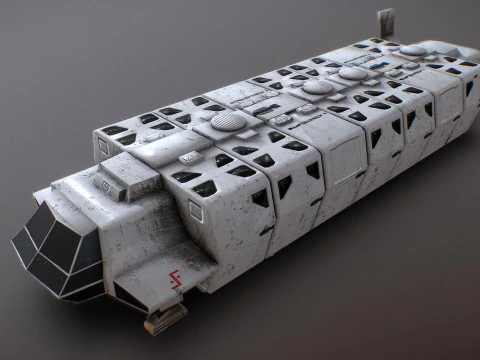 Visitors starships pack transport shuttle tanker and skyfighter Low-poly 3D Model