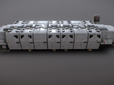 Visitors starships pack transport shuttle tanker and skyfighter Low-poly 3D Model