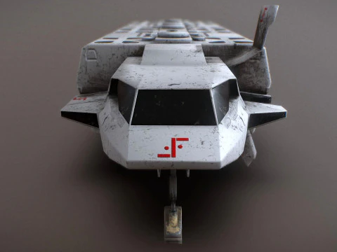 Visitors starships pack transport shuttle tanker and skyfighter Low-poly 3D Model