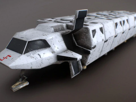 Visitors starships pack transport shuttle tanker and skyfighter Low-poly 3D Model