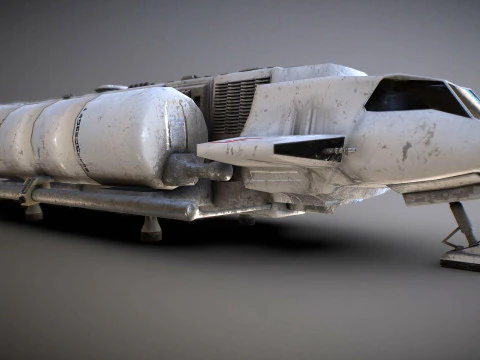 Visitors starships pack transport shuttle tanker and skyfighter Low-poly 3D Model