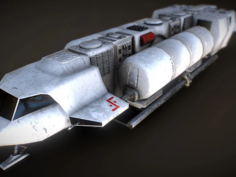 Visitors starships pack transport shuttle tanker and skyfighter Low-poly 3D Model