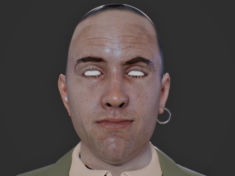 Realistic Head Hiko PBR Renderable 3D Model