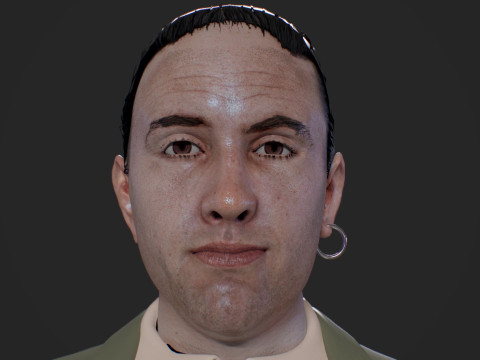 Realistic Head Hiko PBR Renderable 3D Model