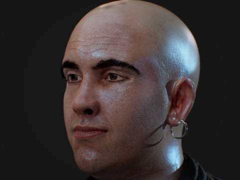 Realistic Head Hiko PBR Renderable 3D Model