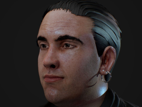 Realistic Head Hiko PBR Renderable 3D Model