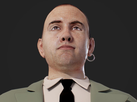 Realistic Head Hiko PBR Renderable 3D Model