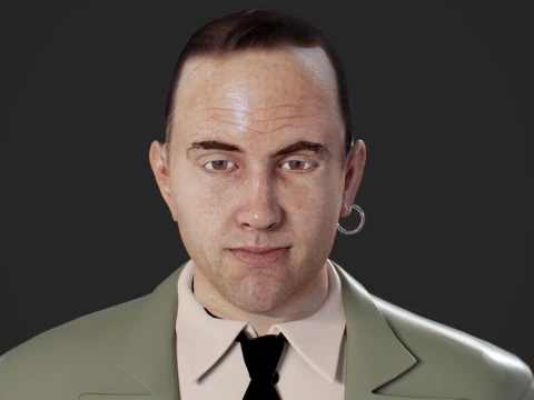Realistic Head Hiko PBR Renderable 3D Model