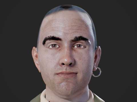 Realistic Head Hiko PBR Renderable 3D Model