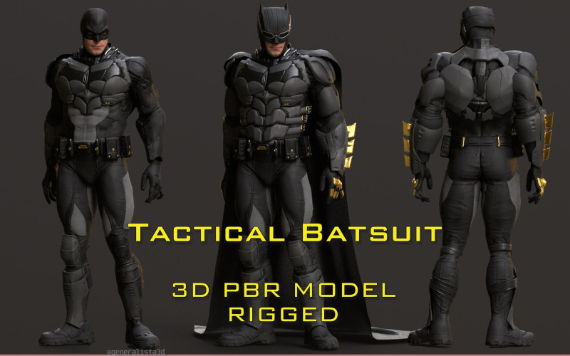 Tactical Batsuit Renderable Rigged Model 3D .c4d .max .obj .3ds .fbx .stl .blend 