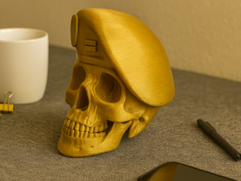 Peruvian Army Beret Skull printable and renderable 3D Принт Модель