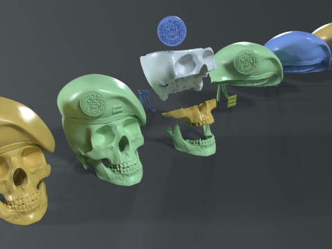 Peruvian Army Beret Skull printable and renderable 3D Принт Модель