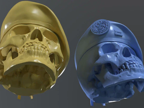 印刷およびレンダリング可能なペルー軍ベレー帽の頭蓋骨 3Dプリントモデル