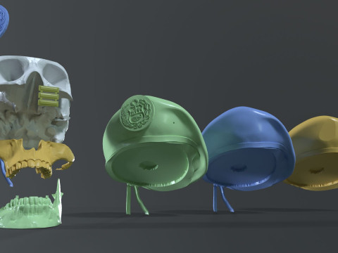 Peruvian Army Beret Skull printable and renderable 3D Принт Модель