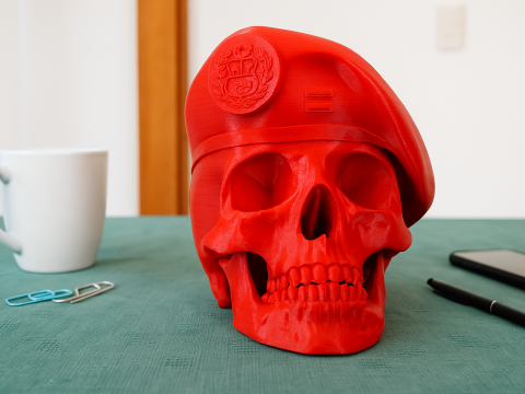 Peruvian Army Beret Skull printable and renderable 3D Принт Модель