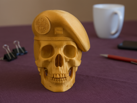 Peruvian Army Beret Skull printable and renderable 3D Принт Модель