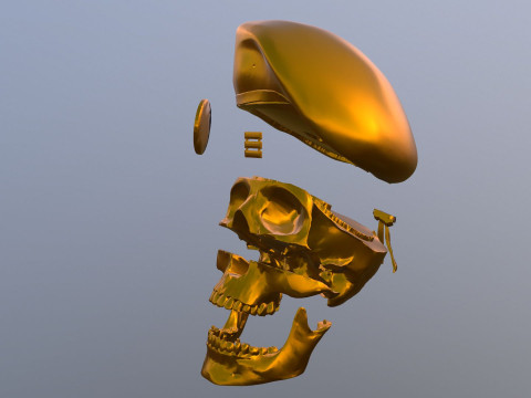 Peruvian Army Beret Skull printable and renderable 3D Принт Модель
