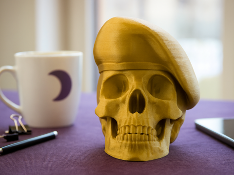 Peruvian Army Beret Skull printable and renderable 3D Принт Модель