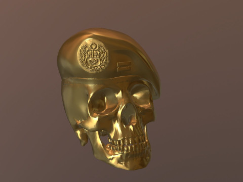 Peruvian Army Beret Skull printable and renderable 3D Принт Модель