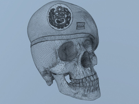 Peruvian Army Beret Skull printable and renderable 3D Принт Модель