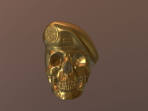 Peruvian Army Beret Skull printable and renderable 3D Принт Модель