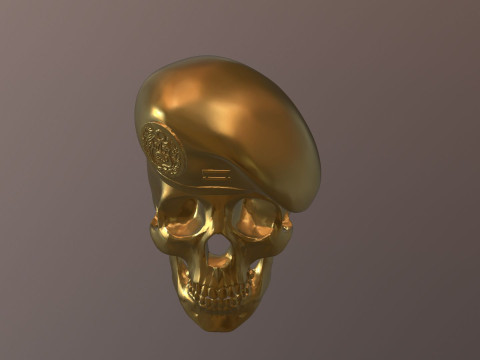 Peruvian Army Beret Skull printable and renderable 3D Принт Модель