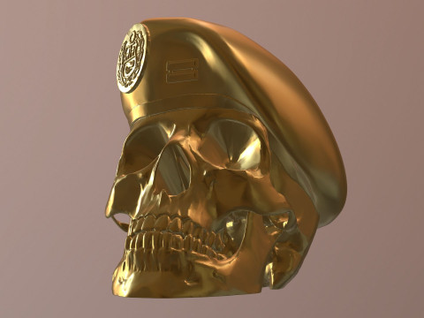 Peruvian Army Beret Skull printable and renderable 3D Принт Модель