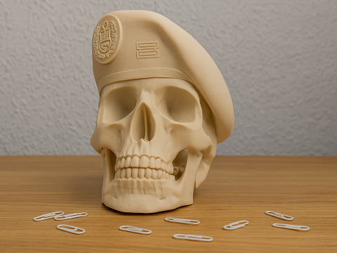 Peruvian Army Beret Skull printable and renderable 3D Принт Модель