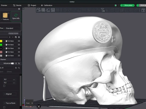 Peruvian Army Beret Skull printable and renderable 3D Print Model