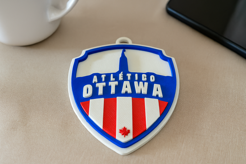 Atltico Ottawa FC keychain badge color printable and renderable 3D प्रिंट मॉडल .c4d .max .obj .3ds .fbx .stl .blend