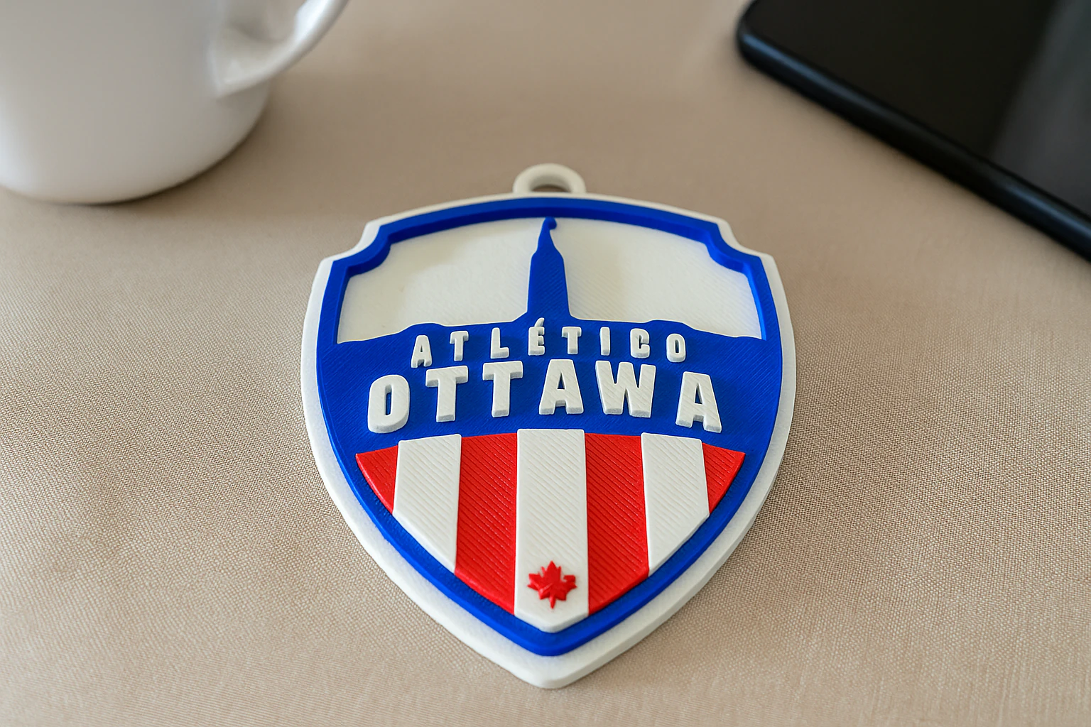 Atltico Ottawa FC keychain badge color printable and renderable 3D Print Model .c4d .max .obj .3ds .fbx .stl .blend 