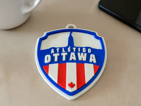 Atletico Ottawa FC Schlüsselanhänger-Abzeichen in Farbe zum Ausdrucken und Rendern 3D Druckmodell