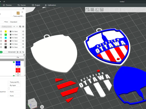 Atltico Ottawa FC keychain badge color printable and renderable 3D Print Model