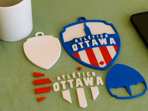 Atltico Ottawa FC keychain badge color printable and renderable 3D प्रिंट मॉडल