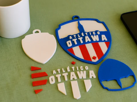 Atltico Ottawa FC keychain badge color printable and renderable 3D Print Model