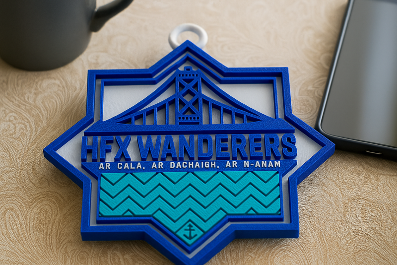 HFX Wanderers FC keychain badge color printable and renderable 3D printmodel .c4d .max .obj .3ds .fbx .stl .blend 