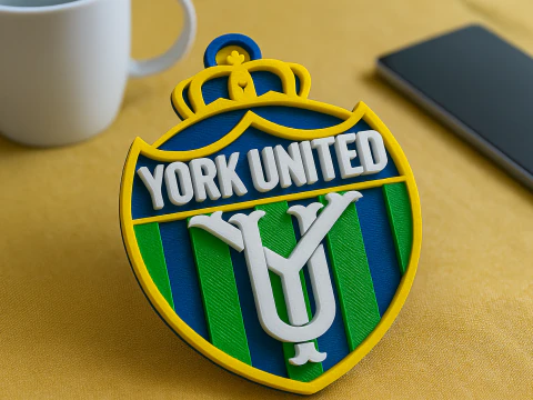 York United FC-Schlüsselanhänger-Abzeichen in Farbe zum Ausdrucken und Rendern 3D Druckmodell
