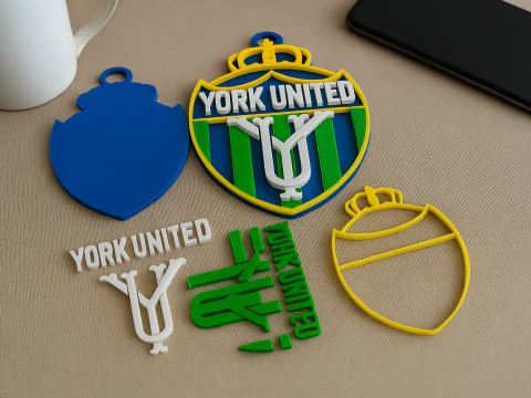 Cor do emblema do chaveiro do York United FC para impress&atilde;o e renderiza&ccedil;&atilde;o Modelo de Impressão 3D